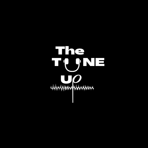 The Tune Up logo featuring white text on a black background with a graphical soundwave slicing through the word Up.